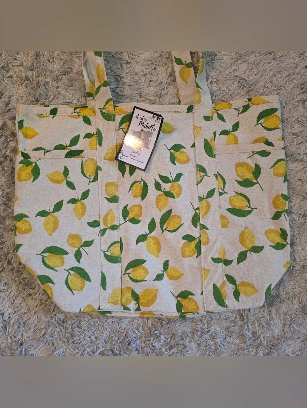 Studio Mabelle LEMONS Reusable Tote Bag 100% Cotton Canvas